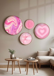 Wallity Conjunto de 4 Pinturas Decorativas en MDF Enmarcado Multicolor
